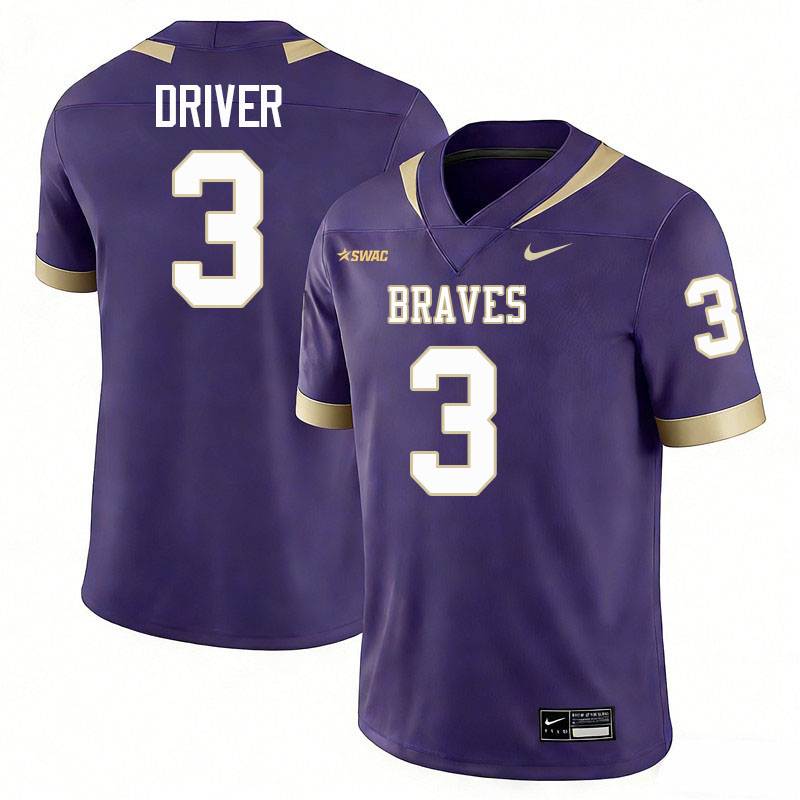Alcorn State Braves #3 Donald Driver College Football Jerseys,Uniforms Stitched-Purple
